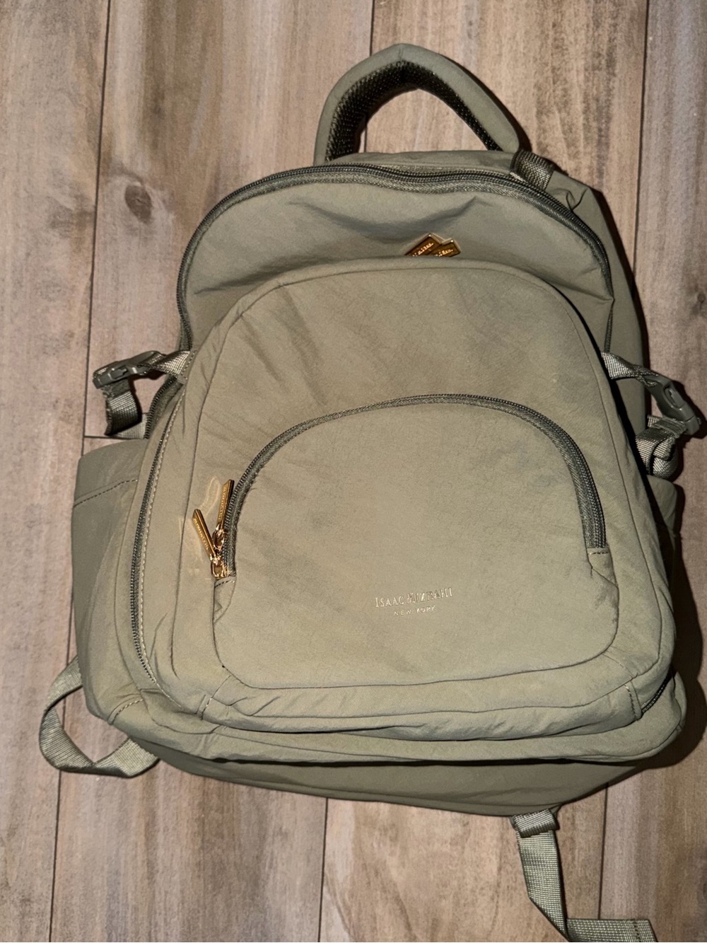 Viral Isaac Mizrahi Olive Green Backpack with Gold Hardware